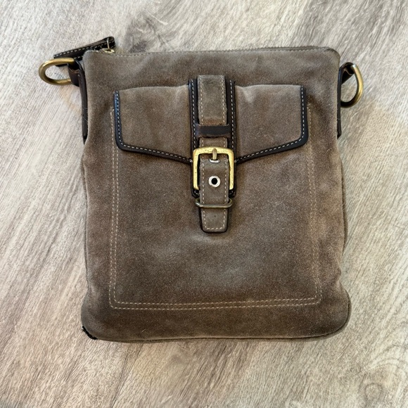 COACH VINTAGE Brown / Taupe Suede Hamilton Crossbody / Slingback Bag - EUC - Picture 7 of 16
